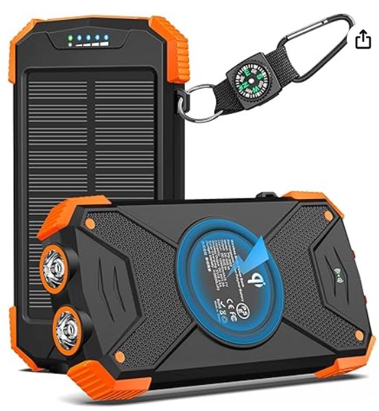 BLAVOR Solar Charger Power Bank 10,000mAh, Portable Wireless Charger